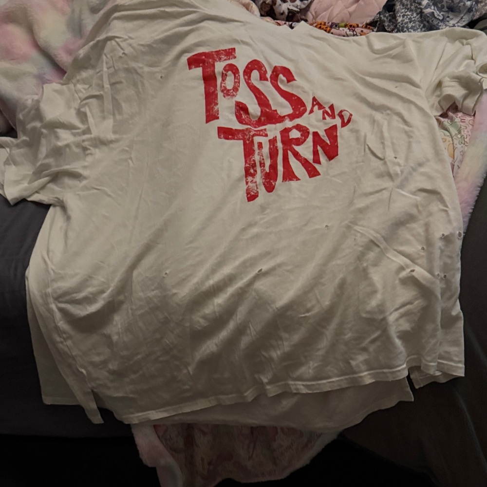 Aerie Cream Sleep Shirt with Red Print